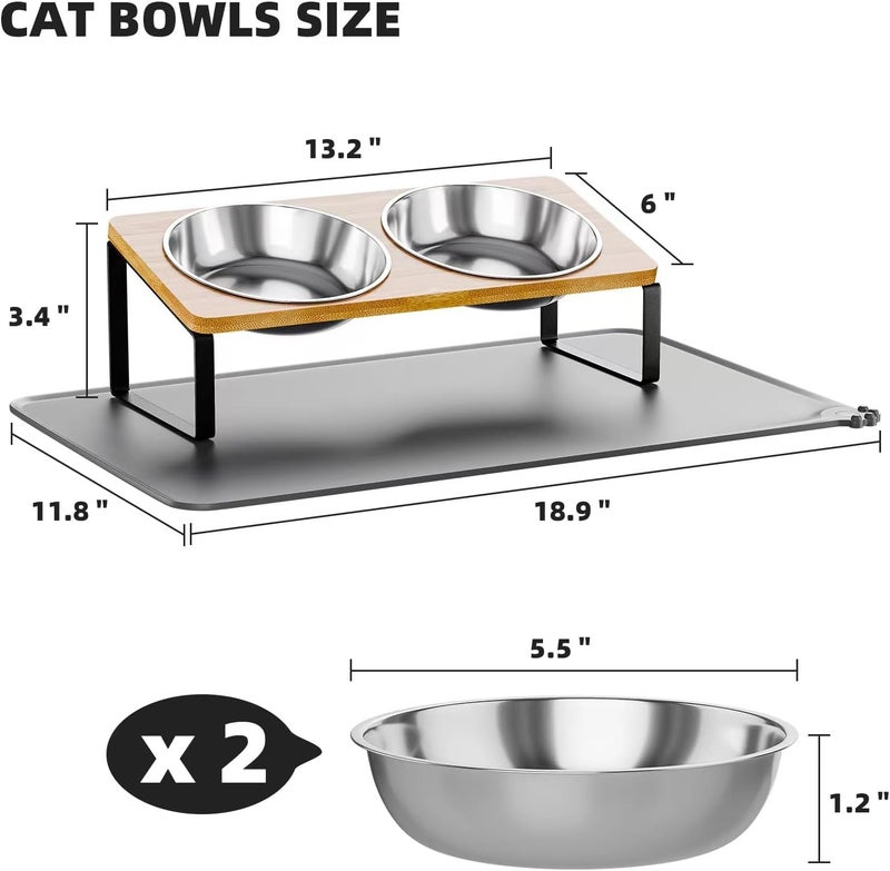 Summark Elevated Whisker Friendly Cat Bowls, 15 Tilted Stand Anti Vomiting Raised Dishes for Food and Water, Stainless Steel Bowls for Cats and Puppy - Image 5